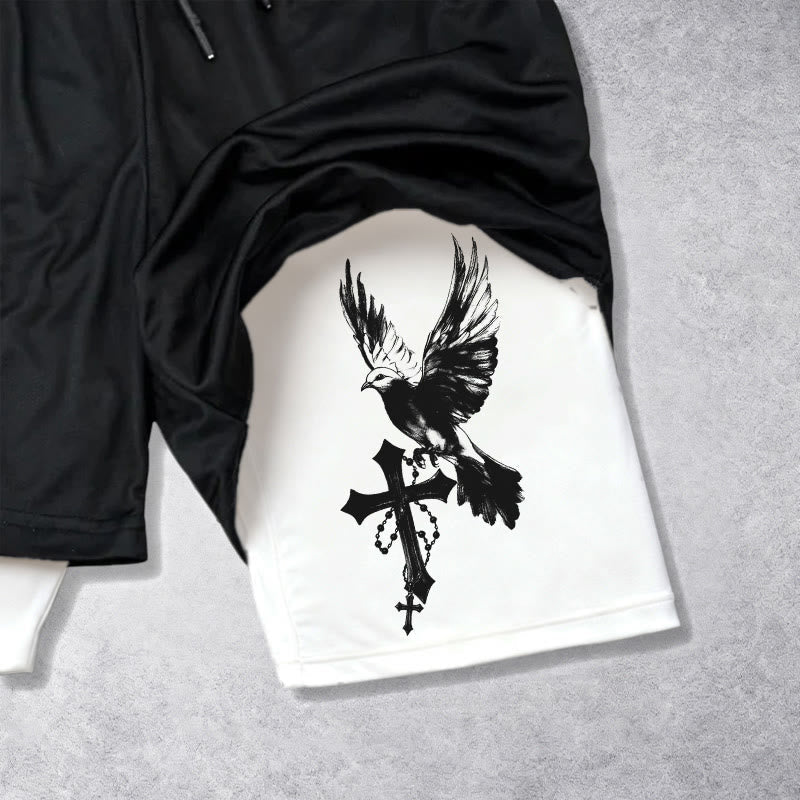 Christianartworkshop Acts 2:3 Holy Spirit Dove & Cross Performance Shorts