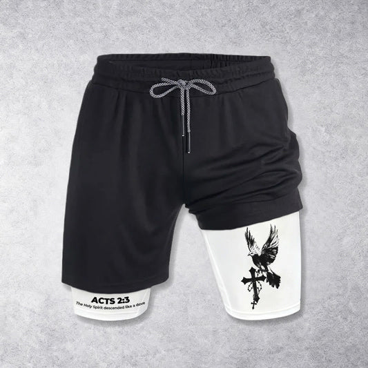 Christianartworkshop Acts 2:3 Holy Spirit Dove & Cross Performance Shorts