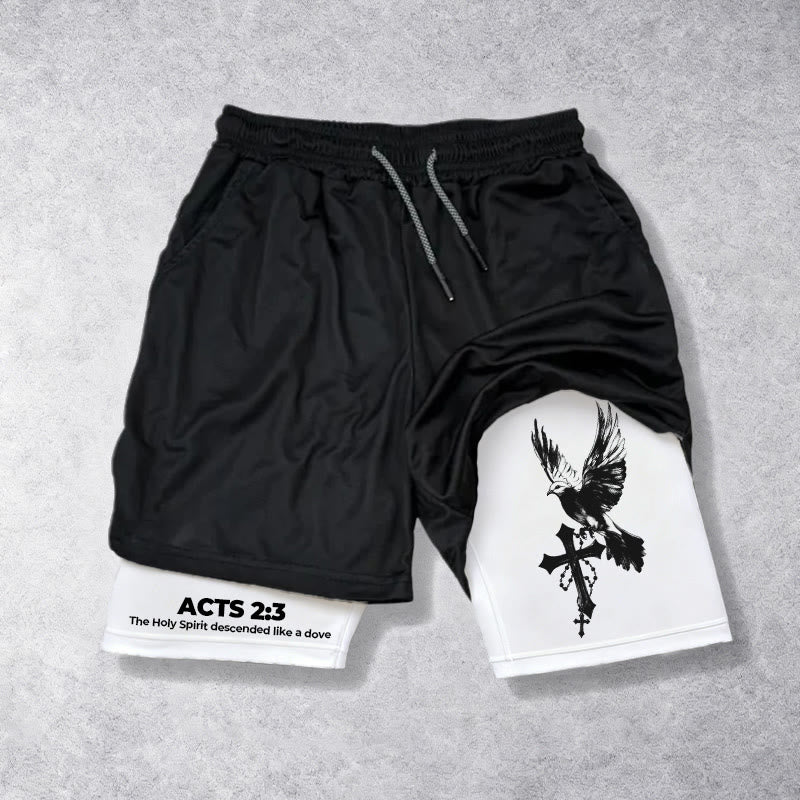 Christianartworkshop Acts 2:3 Holy Spirit Dove & Cross Performance Shorts