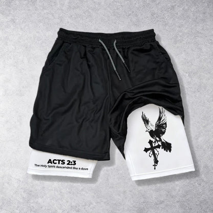 Christianartworkshop Acts 2:3 Holy Spirit Dove & Cross Performance Shorts