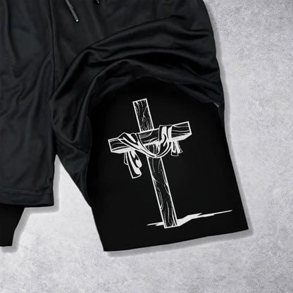 Christianartworkshop He Is Risen Resurrection Cross Performance Shorts