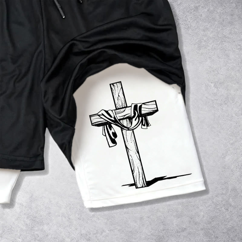 Christianartworkshop He Is Risen Resurrection Cross Performance Shorts