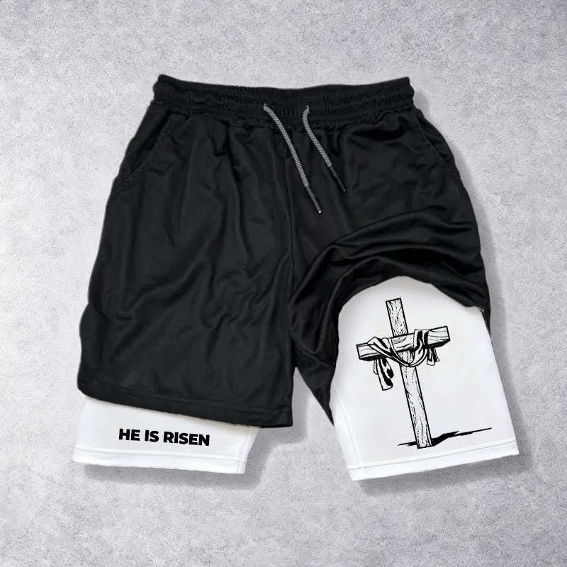 Christianartworkshop He Is Risen Resurrection Cross Performance Shorts