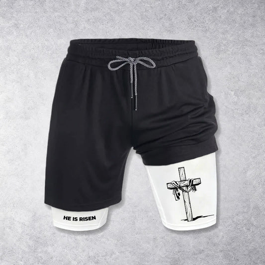 Christianartworkshop He Is Risen Resurrection Cross Performance Shorts