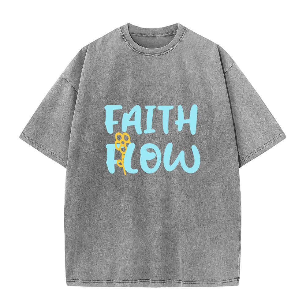 Christianartworkshop Faith Flow Floral Unisex Washed T-Shirt