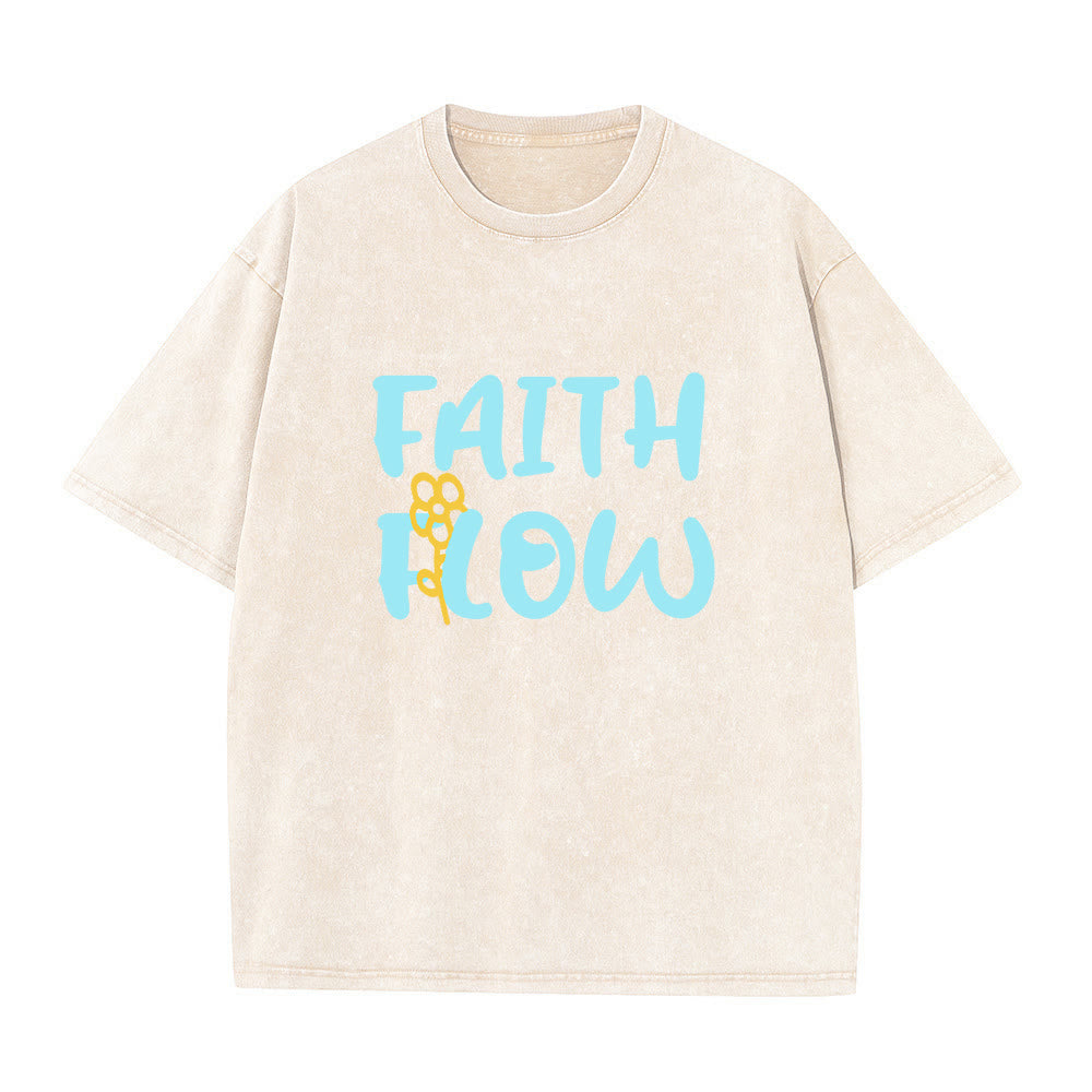 Christianartworkshop Faith Flow Floral Unisex Washed T-Shirt