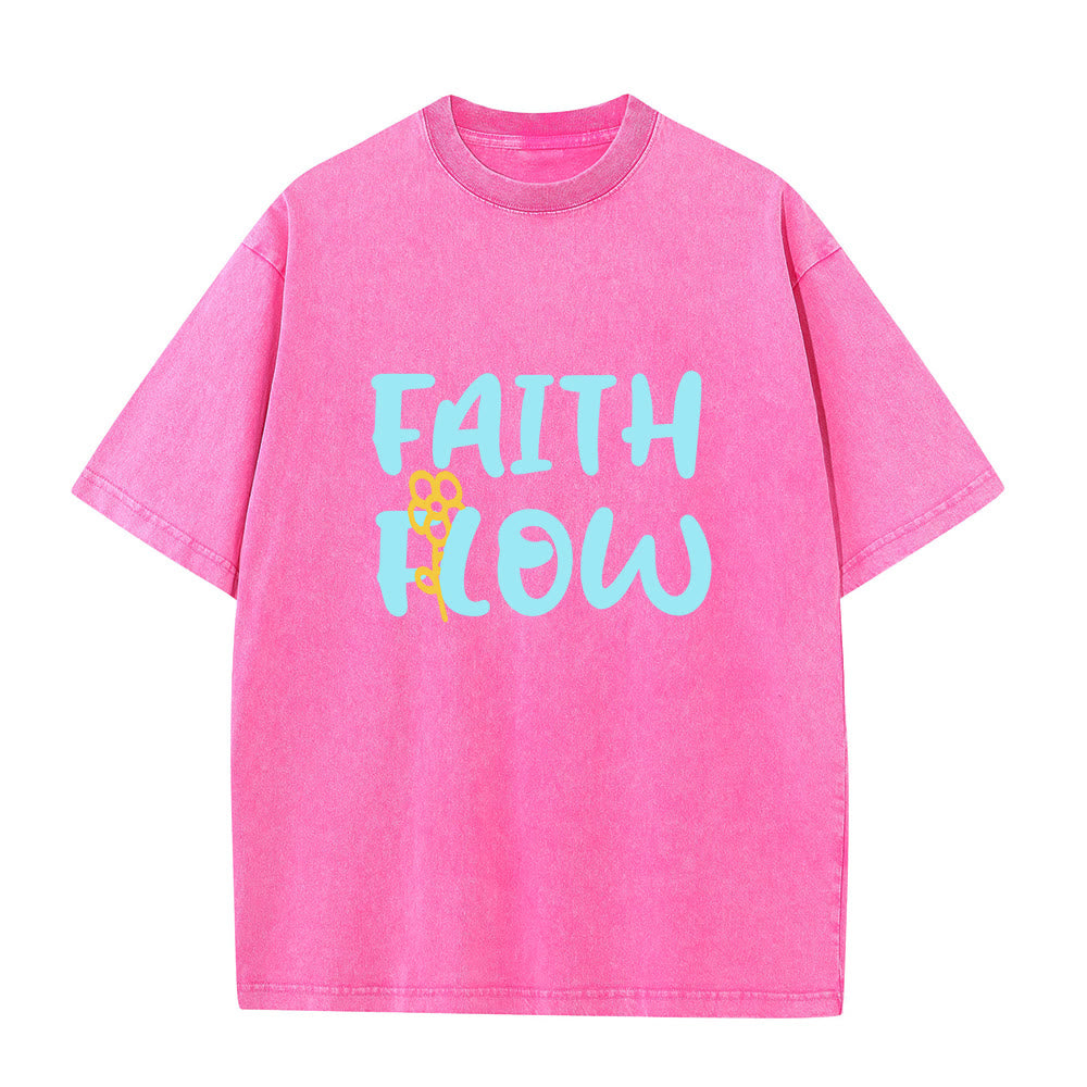Christianartworkshop Faith Flow Floral Unisex Washed T-Shirt
