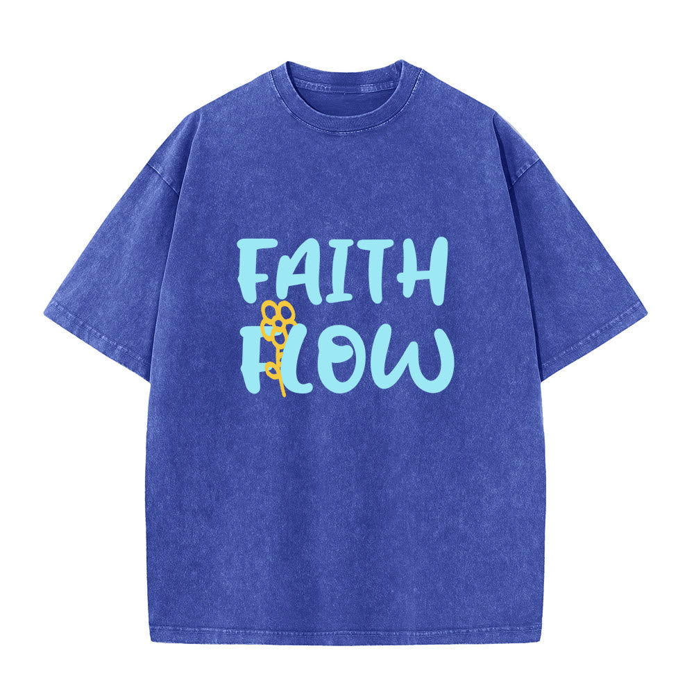Christianartworkshop Faith Flow Floral Unisex Washed T-Shirt