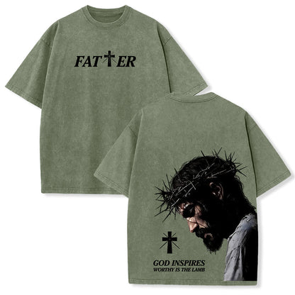 Christianartworkshop Faith-Filled Jesus Crown of Thorns Unisex Washed T-Shirt