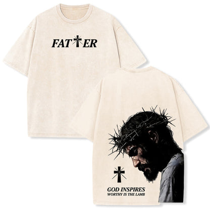 Christianartworkshop Faith-Filled Jesus Crown of Thorns Unisex Washed T-Shirt