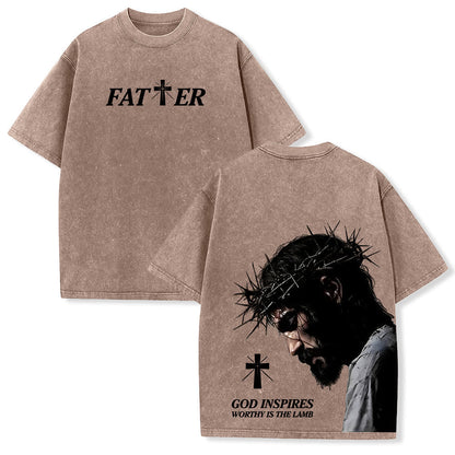 Christianartworkshop Faith-Filled Jesus Crown of Thorns Unisex Washed T-Shirt