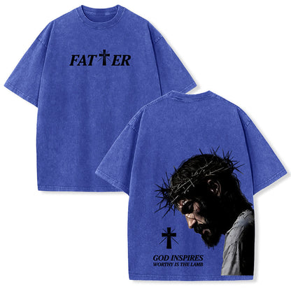 Christianartworkshop Faith-Filled Jesus Crown of Thorns Unisex Washed T-Shirt