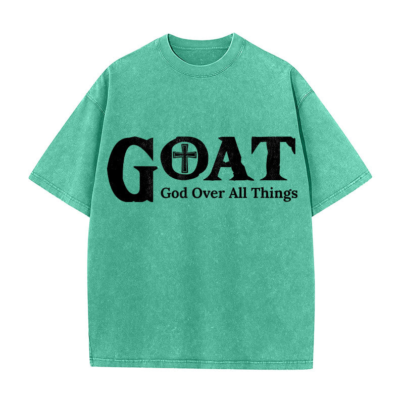 Christianartworkshop GOAT God Over All Things Unisex Washed T-Shirt