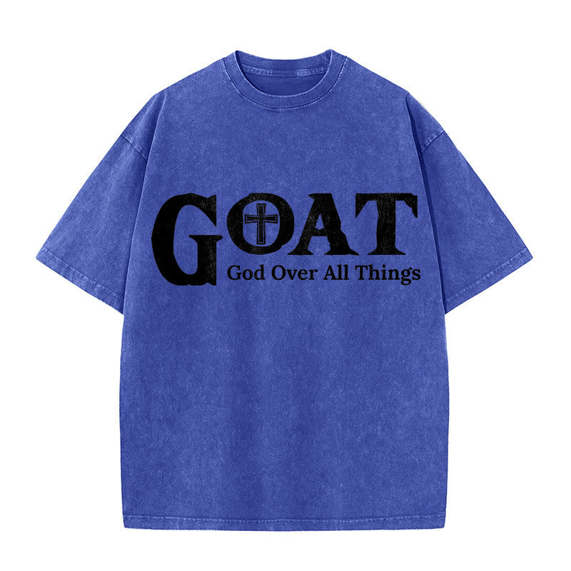 Christianartworkshop GOAT God Over All Things Unisex Washed T-Shirt