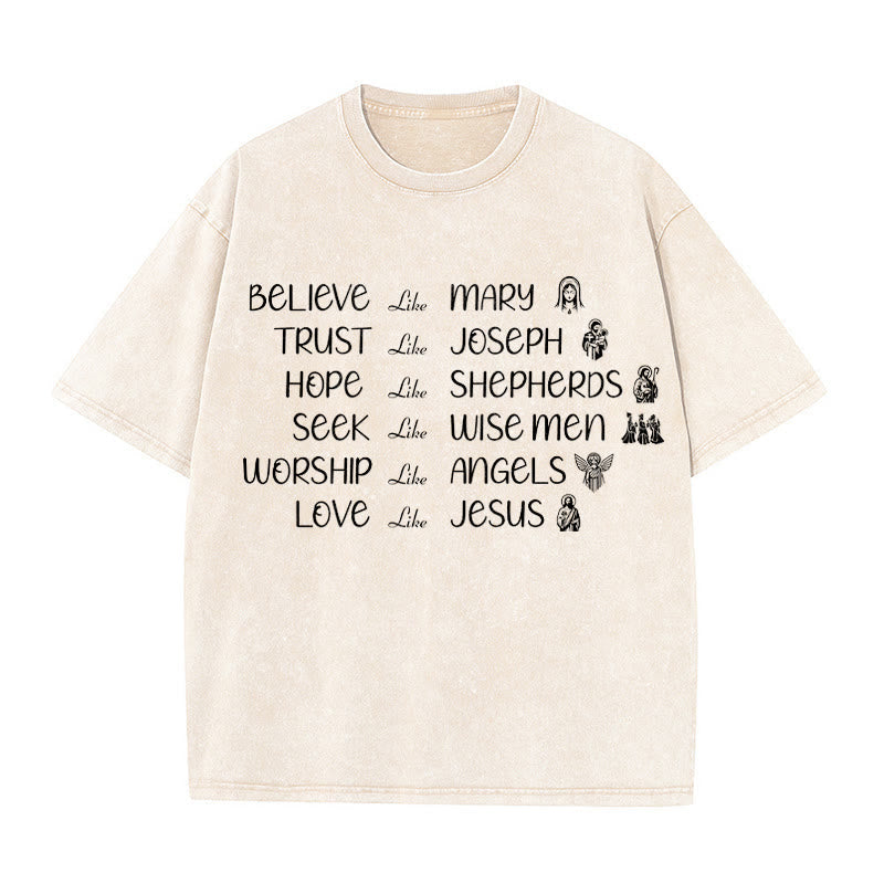 Christianartworkshop Bible Heroes Faith Statement Unisex Washed T-Shirt