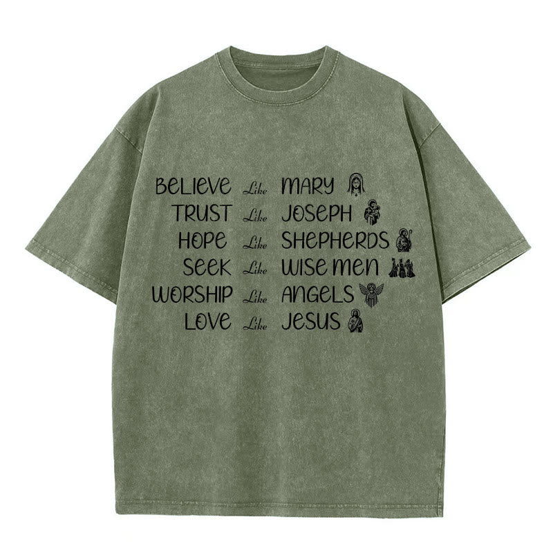 Christianartworkshop Bible Heroes Faith Statement Unisex Washed T-Shirt