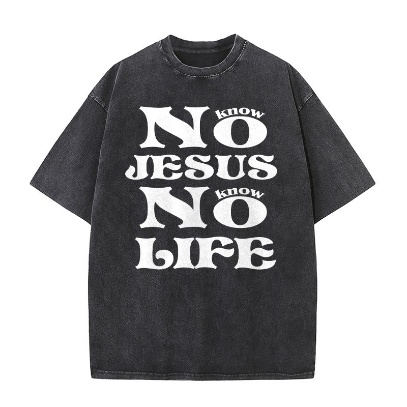 Christianartworkshop No Jesus No Life Unisex Washed T-Shirt