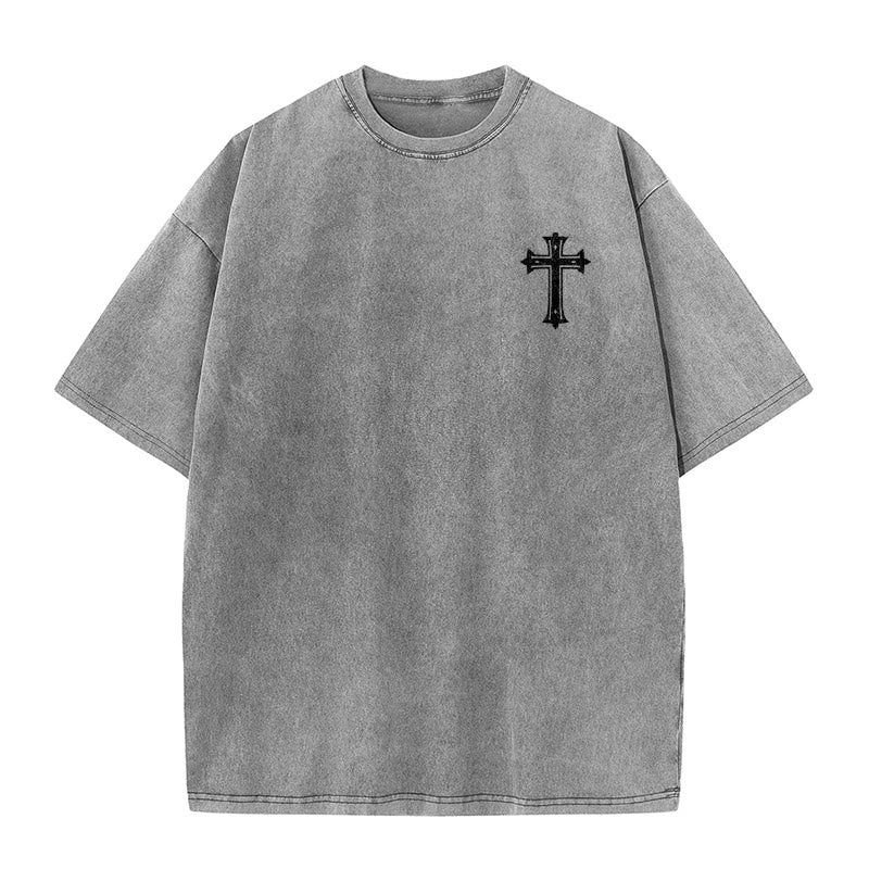 Christianartworkshop Strong Body Strong Faith Cross Crown Unisex Washed T-Shirt
