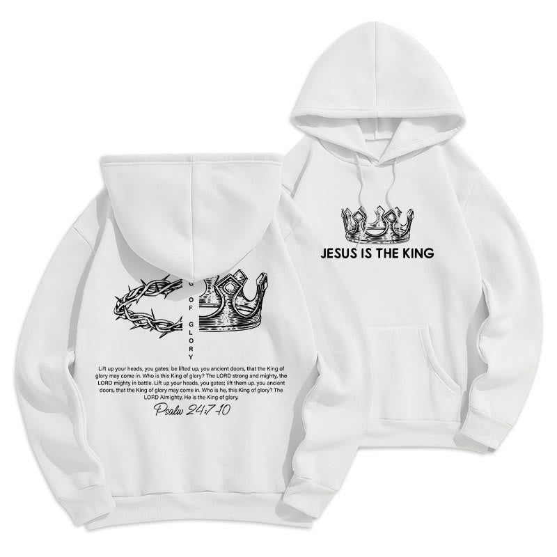 Quotation Style Jesus Is The King Fleece Lined Polyester Hoodie