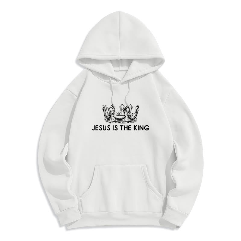 Quotation Style Jesus Is The King Fleece Lined Polyester Hoodie