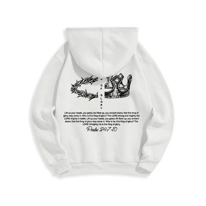 Quotation Style Jesus Is The King Fleece Lined Polyester Hoodie
