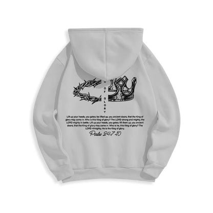 Quotation Style Jesus Is The King Fleece Lined Polyester Hoodie