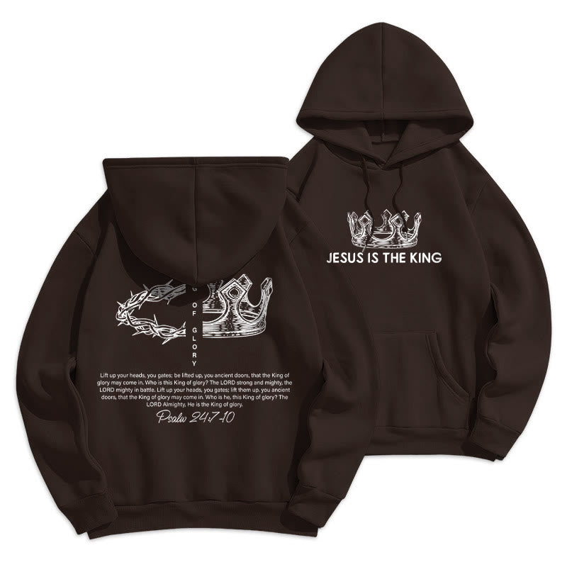 Quotation Style Jesus Is The King Fleece Lined Polyester Hoodie