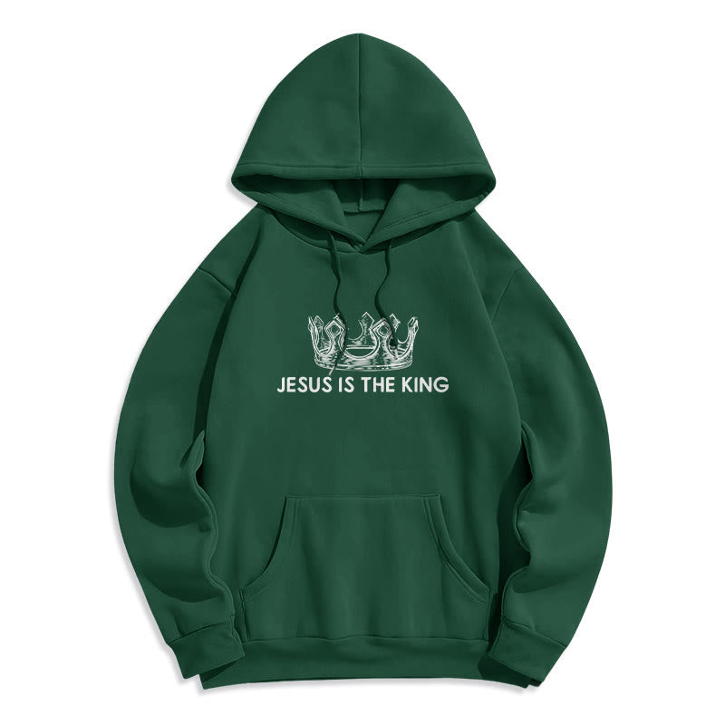 Quotation Style Jesus Is The King Fleece Lined Polyester Hoodie