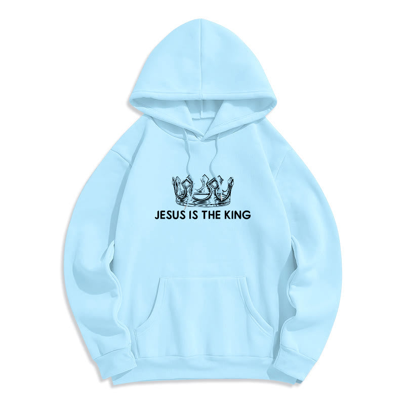 Quotation Style Jesus Is The King Fleece Lined Polyester Hoodie