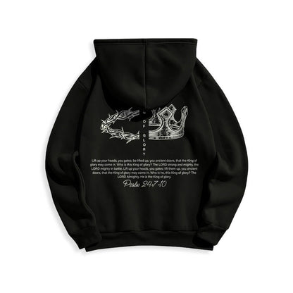 Quotation Style Jesus Is The King Fleece Lined Polyester Hoodie