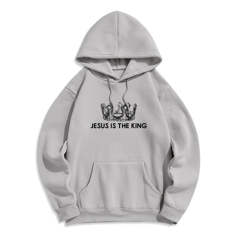 Quotation Style Jesus Is The King Fleece Lined Polyester Hoodie