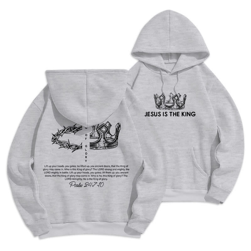 Quotation Style Jesus Is The King Fleece Lined Polyester Hoodie