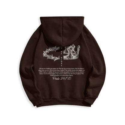 Quotation Style Jesus Is The King Fleece Lined Polyester Hoodie