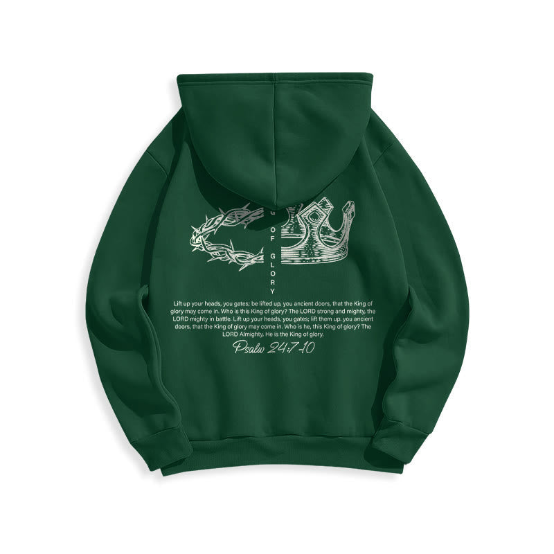 Quotation Style Jesus Is The King Fleece Lined Polyester Hoodie