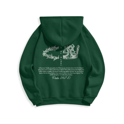 Quotation Style Jesus Is The King Fleece Lined Polyester Hoodie