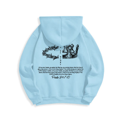 Quotation Style Jesus Is The King Fleece Lined Polyester Hoodie