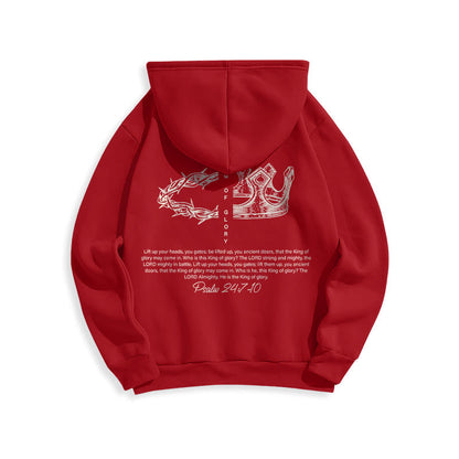 Quotation Style Jesus Is The King Fleece Lined Polyester Hoodie