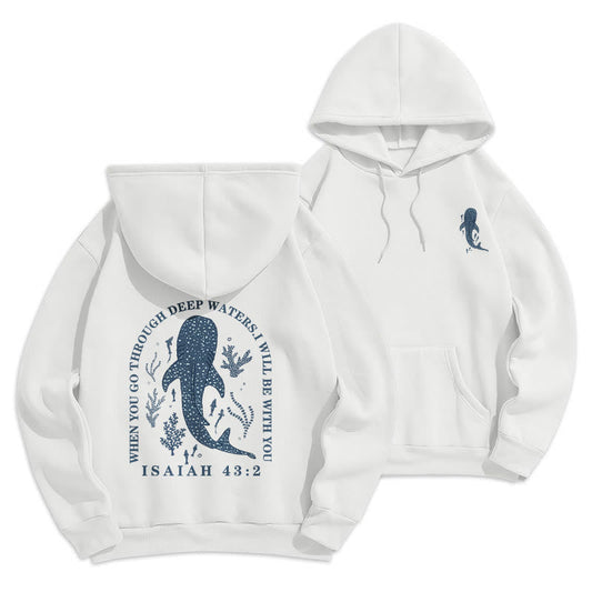 Modern Colored Style Faith Beneath the Waves Fleece Lined Polyester Hoodie