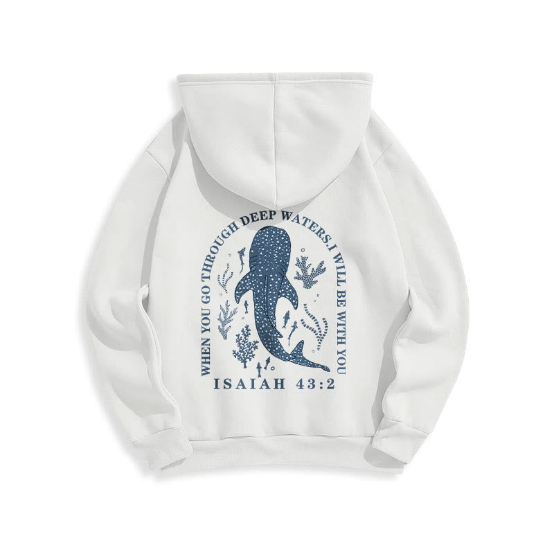 Modern Colored Style Faith Beneath the Waves Fleece Lined Polyester Hoodie