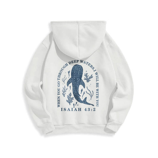 Modern Colored Style Faith Beneath the Waves Fleece Lined Polyester Hoodie