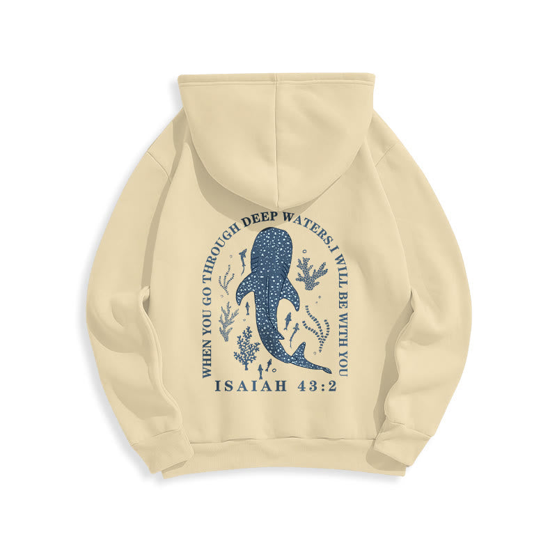 Modern Colored Style Faith Beneath the Waves Fleece Lined Polyester Hoodie