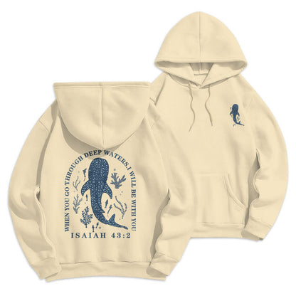 Modern Colored Style Faith Beneath the Waves Fleece Lined Polyester Hoodie