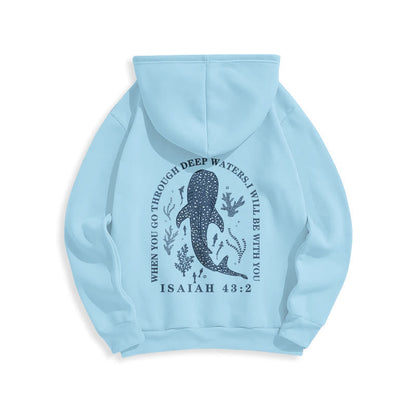 Modern Colored Style Faith Beneath the Waves Fleece Lined Polyester Hoodie