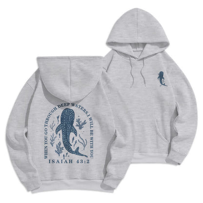 Modern Colored Style Faith Beneath the Waves Fleece Lined Polyester Hoodie