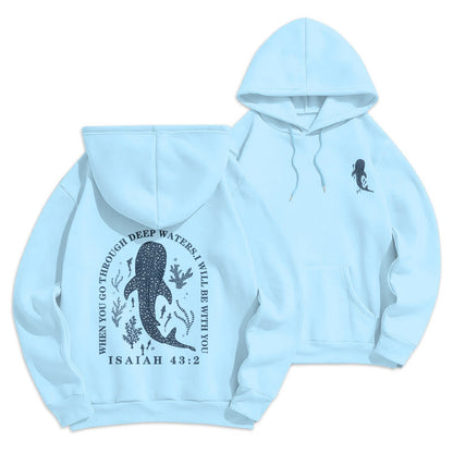 Modern Colored Style Faith Beneath the Waves Fleece Lined Polyester Hoodie