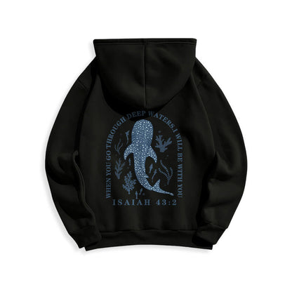 Modern Colored Style Faith Beneath the Waves Fleece Lined Polyester Hoodie