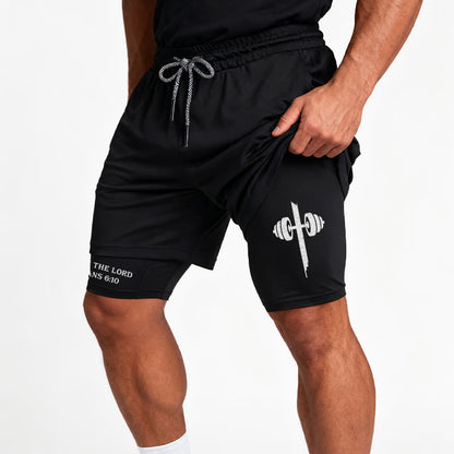 Christianartworkshop Ephesians 6:10 Strong In The Lord Barbell Cross Performance Shorts