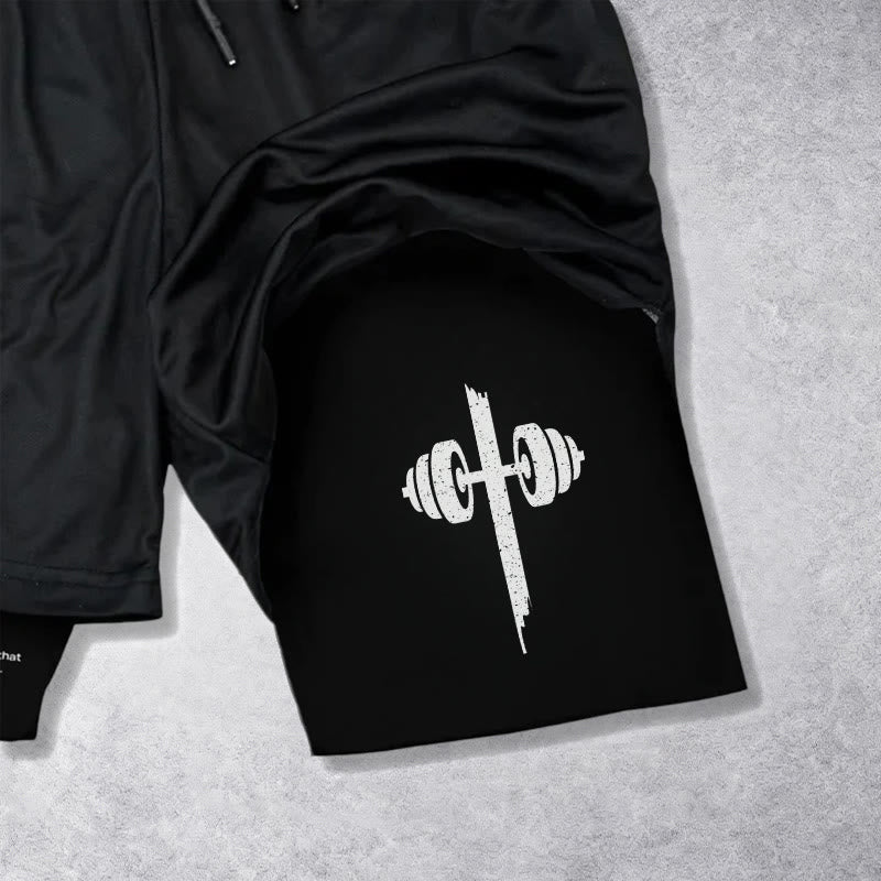 Christianartworkshop Ephesians 6:10 Strong In The Lord Barbell Cross Performance Shorts