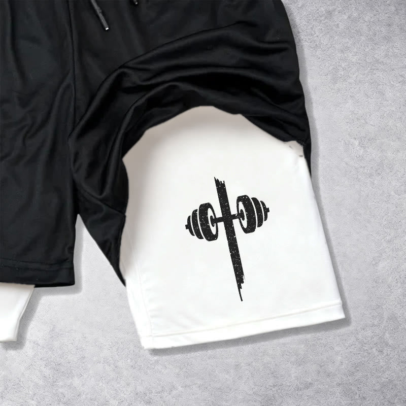 Christianartworkshop Ephesians 6:10 Strong In The Lord Barbell Cross Performance Shorts