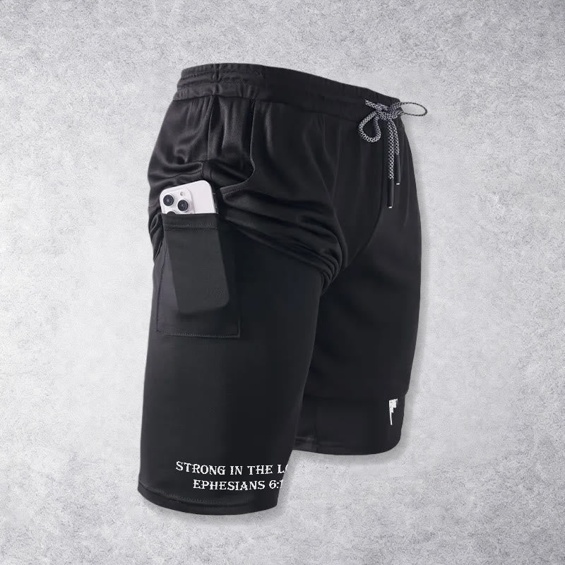 Christianartworkshop Ephesians 6:10 Strong In The Lord Barbell Cross Performance Shorts